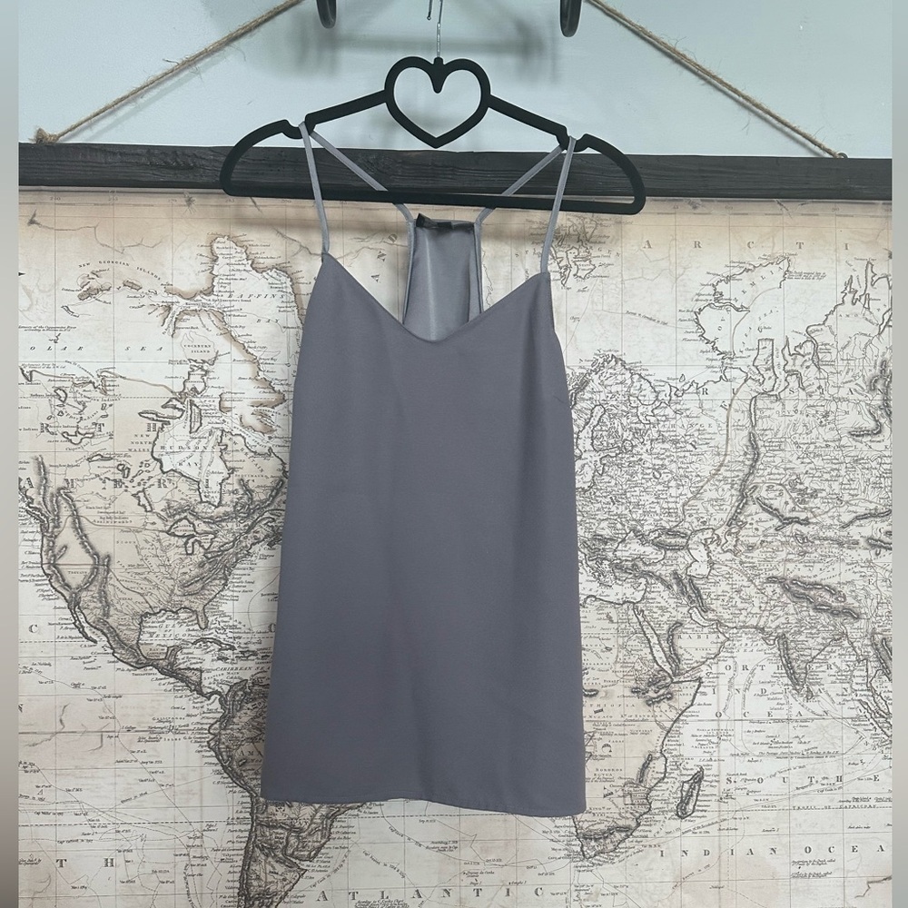 Banana Republic Gray Strappy Cami Tank Top | Size S | High Neck Racerback - Picture 14 of 16